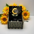 Wooden hand-cranked music box featuring sunflower art and You Are My Sunshine quote - Sunshine 13