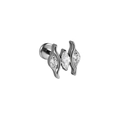 Silver titanium heart-shaped labret stud with three sparkling clear zircons in wave setting - 1.2x8mm / Style 4 (Steel)