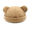 Detailed view of khaki cat ear miki hat featuring a stylish small metal ring on the ear - M (56-58cm) / Khaki
