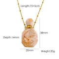 14K gold stainless steel necklace featuring a natural pink stone perfume bottle pendant - Sakura Pink