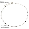 Collana in acciaio inossidabile 304 con perline nere su uno sfondo bianco - Stile Catena Argento Perline Nere (S-N548)
