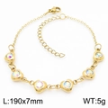 Elegant gold-plated heart bracelet with colorful iridescent zircon inlay on white backdrop - Gold/Iridescent (KB183076)