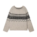 Damenstrickpullover mit Fair-Isle-Jacquard-Muster und Schneeflocken-Motiv in Beige - S / Haferbeige Jacquard