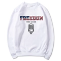White unisex hoodie with Freedom 1993-2025 graphic print and American flag design - S / White