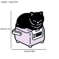 Pin de esmalte de gato negro en tostadora rosa con medidas 28x25mm y peso de 4.5g - Gato Negro Tostadora Rosa