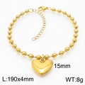Bracelet à billes plaqué or 18K avec pendentif cœur 15mm, longueur 190mm et poids 8g - Bracelet Or (KB167263-Z)