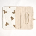 Beige cotton baby diaper changing mat with bear pattern and integrated handle - Bear Head Patchwork (19)