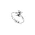 Silver bear open ring featuring black zircon pavé details and minimalist design - Silver (JZ00229 White K)