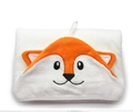 Soft white coral fleece hooded baby towel with a cute orange fox embroidery design - 80*80cm / Cute Fox