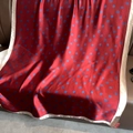 Elegante sciarpa in seta satinata bordeaux con stampa camelia e grande scialle da donna - 180*90CM / Camelia Rosso Vino