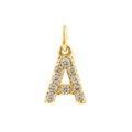 Retro gold A-letter pendant necklace with pearl details and sparkling zircon inlay - Gold-A