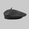 Classic dark grey wool beret for women with textured finish and top stem detail - One Size / Dark Gray