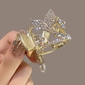 Pince à cheveux papillon dorée avec strass scintillants et cadre carré élégant - Style Strass en Queue de Poisson / Or