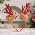 Christmas reindeer antler headband with red glitter and faux fur on a snowy background - Christmas Headband (Red Antlers with Bells)