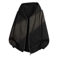 Giacca nera in maglia con cappuccio, maniche raglan e tasche con bottoni metallici - M / Nero