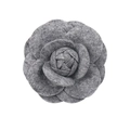 Handmade grey wool felt camellia flower brooch pin for elegant suits and accessories - No Pearls / Gray