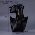 Matte black resin female profile mannequin bust for jewelry and earring display 27cm - Large Side Face / Black