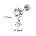Silver flower stud earring with sparkling diamonds in titanium steel and screw ball back - Flower Gemstone Pendant Style (0189-11# Silver)