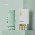 Mini Nile Green six-fold portable pocket umbrella with matching lightweight box - Flat Six-fold Mint Green Color Box Packaging