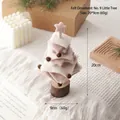 Pink and white wool felt Christmas tree figurine on wooden base with bells, 20cm - No. 9 (Pink & White Tree with Bells)
