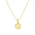 Golden Gemini zodiac necklace with minimalist openwork circle pendant on snake chain - Gemini
