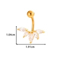 Gold-plated navel ring with marquise-cut zircons in a floral petal design for belly piercing - Leaf Style (0168-4#) / Gold