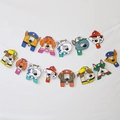 Paw Patrol themed Happy Birthday hanging banner flags for colorful pet birthday party decor - Cartoon Dog Birthday Banner