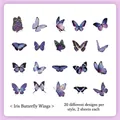 Iris Butterfly Wings stickers set including 40 pieces of purple and blue floral designs - Iris Butterfly Wing-40PCS
