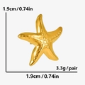 Detailed view of 18k gold starfish earrings with dimensions 1.9cm and weight specs - Starfish Shape (D373-G) / Gold (D373-G)