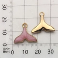 Pink and gold enamel mermaid tail charms for DIY jewelry on metric scale paper - Pink Ocean Mermaid Tail (9917)