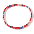 Bohemian Tila bead bracelet with colorful red, blue and black geometric elastic band - Red Blue Black Silver Mix (TL-B24042616A)