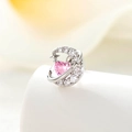 Boucles d'oreilles lune en zircon cœur argenté avec pierre rose et vis en titane - Style Étoile Lune Cœur (A513-2) / Rose