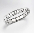 Polished stainless steel Italian modular bracelet with expandable link base for DIY charms - Silver with Triangle Hook