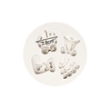 Witte siliconen kerstvorm met boom- en sokfiguren, holtes van 2,8 cm breed - Multi Patroon Rechthoekige Stijl (15-221) / Grijs
