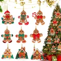 Classic gingerbread man and house Christmas tree ornaments set with gold hanging strings - Gingerbread Man and House Set (9Pcs)