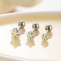 Star-shaped titanium steel ear studs set with iridescent zircon and screw back - 5mm Zircon (Single) / AB Colorful (A148-5#)
