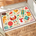 Felpudo navideño rectangular beige con Papá Noel, muñeco de nieve y hombre de jengibre - 40*60cm / Papá Noel Beige(CHDT-2024-01241)