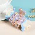 Pince à cheveux élégante en acétate multicolore avec strass pour femmes accessoires - Forme de Bonbon / Dégradé de Marbre