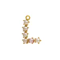 Golden letter L pendant with white and pink pearls on polished stainless steel base - Letter L - Pink