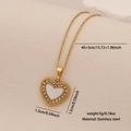 Gold stainless steel necklace with heart pendant featuring mop inlay and crystal halo - Heart Style