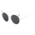 Lunettes de soleil blanches pour enfants avec oreilles de lapin roses et verres gris - Monture Blanche Verres Gris