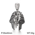 Silberner Ägyptischer Pharao Anhänger mit schwarzen Streifen in der Größe 55x40mm - Silber Großer Ägyptischer Pharao Anhänger (Ohne Kette) (KP52592-BD)