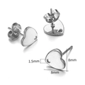 Silver heart-shaped stainless steel stud earring with butterfly back and 1.5mm hole - Heart Shape (8x8mm) / Steel