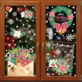 Christmas window decals set with watercolor wreath, snowflakes and stars on glass - 2-Sheet Set BQ461+462