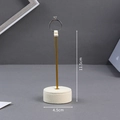 Minimalist white velvet ring stand with gold metal bar, 11.5cm height display - Large Beige Ring Stand