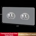 Transparent double-hook adhesive patch for wall storage racks, size 6x14cm no-drill hooks - 6*14cm Round Double Hook / Clear