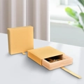 Yellow drawer jewelry box with PE film suspension window for rings and earrings - 11*11*2cm / Apricot