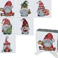 DIY Christmas Gnome 5D Diamond Painting Coasters set of 6 with festive holiday patterns - XIN003 Christmas Gnomes / No Stand/OPP Bag