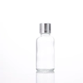 50ml; Bright Silver Cap + Inner Stopper + Clear Bottle; Glass