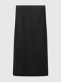 Minimalist black faux suede midi skirt with a slim fit and straight A-line cut - S / Classic Black Long Skirt